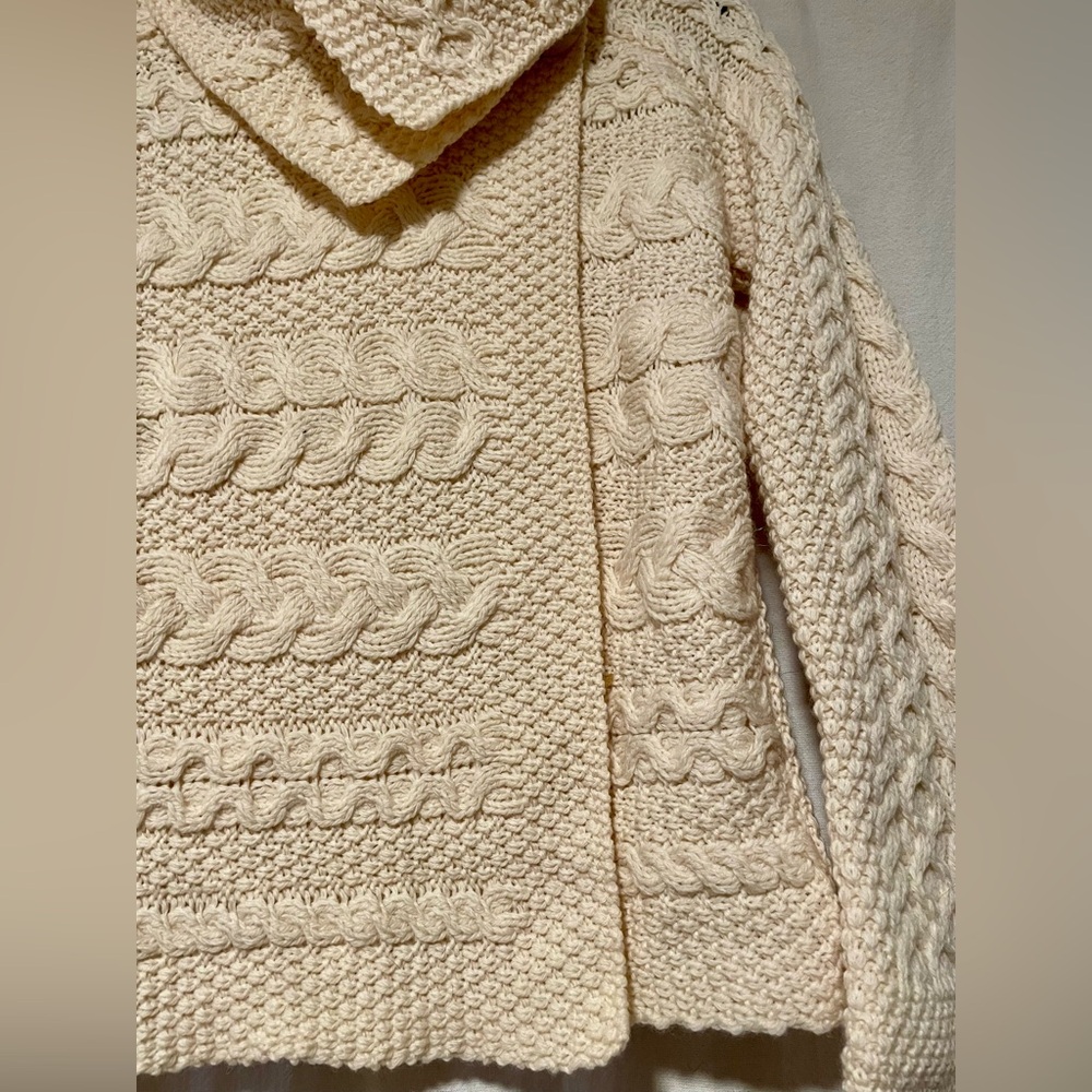 Aran Mor Size Small Patchwork One Button Wool Car… - image 6